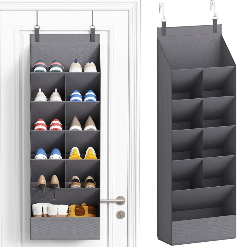 Lifewit Over the Door Shoe Organizers, 1 Pack Hanging Shoe Rack with 11 Pockets, 5 Layers Shoe Holder for Closet Door Storage Includes Boots, Toys, Water Bottles, Daily Necessities, Grey - Image 1