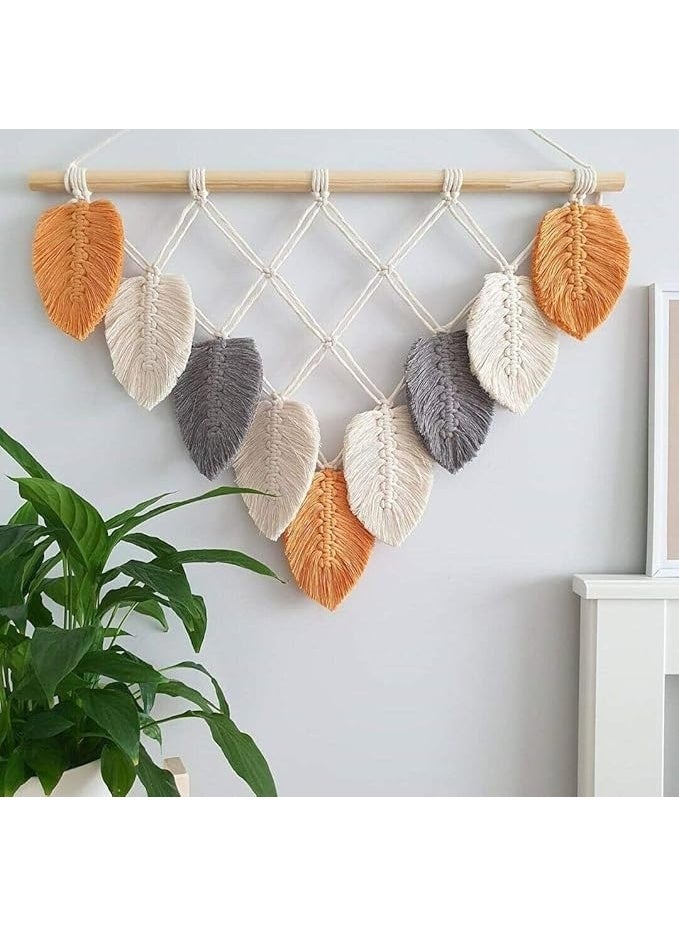 انتيكيانو مكرمية ريشة للتعليق على الحائط بساط حائط مصنوع يدويا بنمط بوهو عصري لديكور المنزل ديكورات ديوالي متعدد الألوان - Image 3