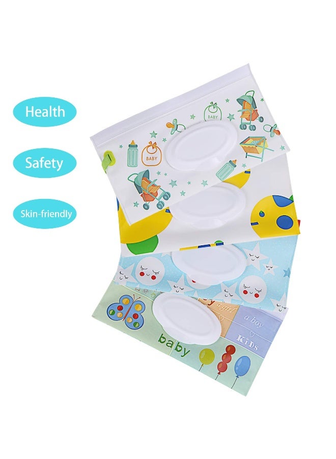 FEBSNOW 4 Pack Baby Wipes Container, Reusable Portable Wet Wipe Pouch, Wipe Dispenser Container, Baby Travel Wet Wipe Holder - Image 3