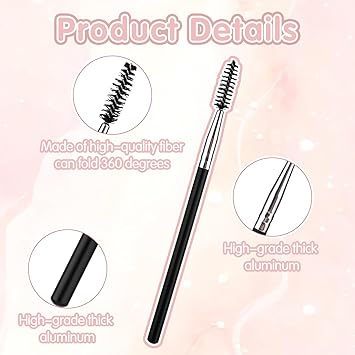 Andibro 5 Pcs Eyelash Brush Portable Eyebrow Brush Reusable Mascara Brush Wands Portable Spooly Eyelash Eyebrow Brushes Applicators Makeup Lash Spoolies Set for Lash Extensions - Image 2