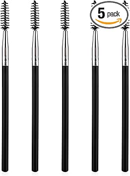 Andibro 5 Pcs Eyelash Brush Portable Eyebrow Brush Reusable Mascara Brush Wands Portable Spooly Eyelash Eyebrow Brushes Applicators Makeup Lash Spoolies Set for Lash Extensions - Image 1