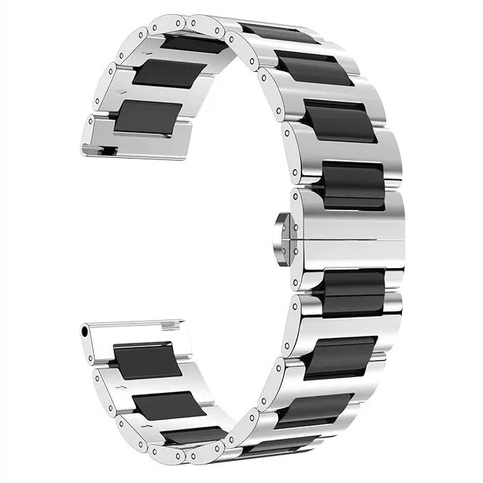 Bluejw Replacement Stainless Steel Ceramic Watch Band with Butterfly Buckle – Polished Bracelet Strap for 12mm 14mm 16mm 18mm 20mm 22mm Watches - Image 1
