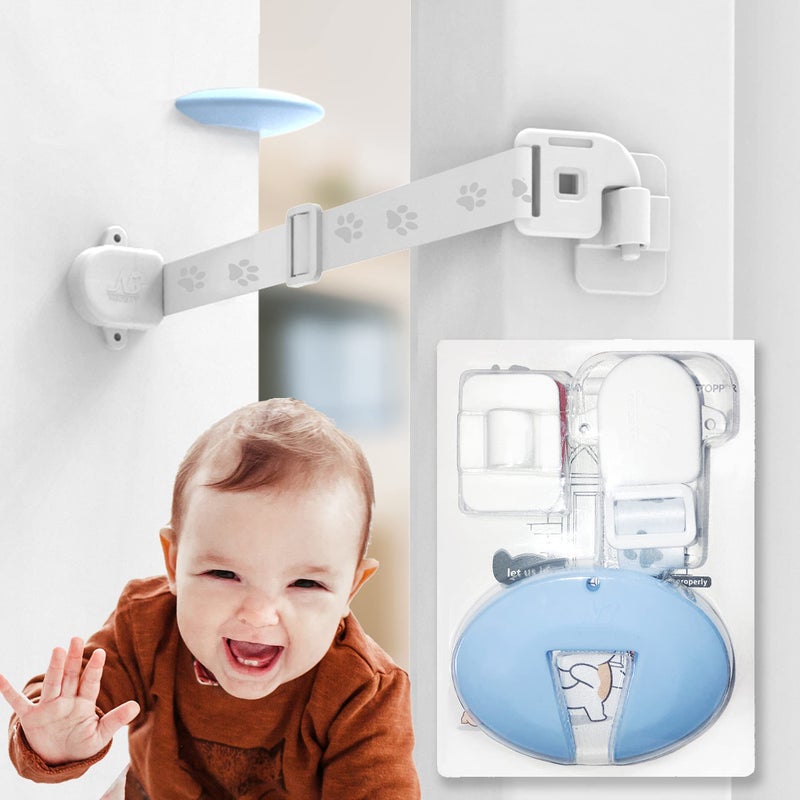 Neobay Child Proof Door Strap with Silicone Door Stopper No Need for BabyGate Keep Toddler Out and Let Cat in Prevents Finger Pinch Injuries