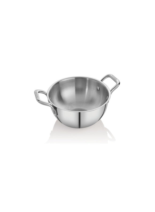 EMBASSY Stainless Steel Premium Thickply Baby Kadai (400 ml, Size 7) - Image 1