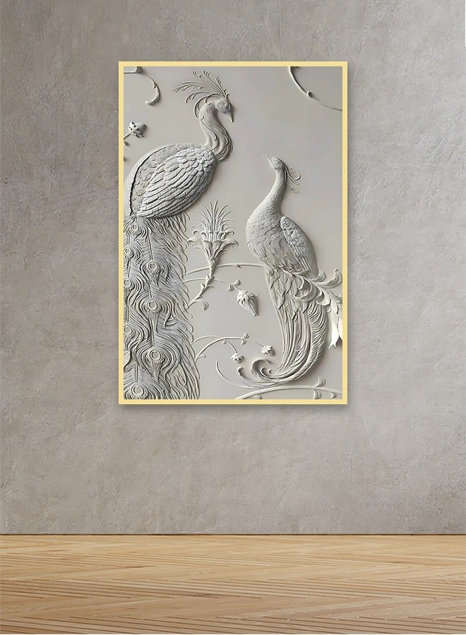 ماركتنا لوحة جدارية قماشية فنية لتزيين الحائط بتصميم تجريدي مع برواز ذهبي مجوف مقاس120x80سم قطعة واحدة - Image 1