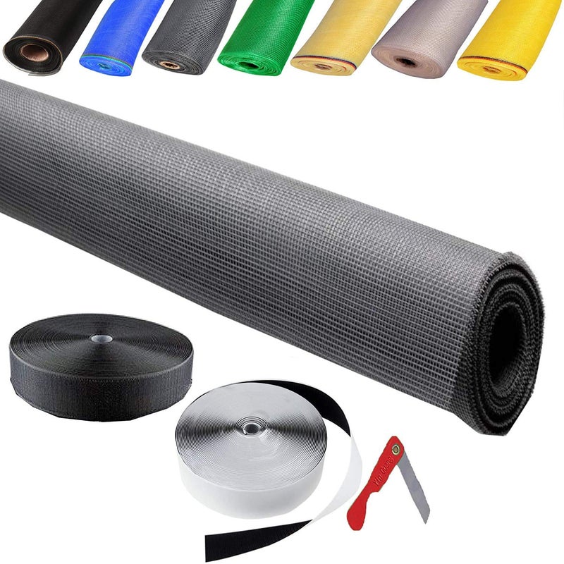 SAI PRASEEDA 200 GSM_Unstitched_Fiber Glass Mosquito Net for Windows_150 X 150 Cms_Grey Color_with Self Adhesive Hook Tape and Non Adhesive Loop Tape and Cutter SPWV88 - Image 2