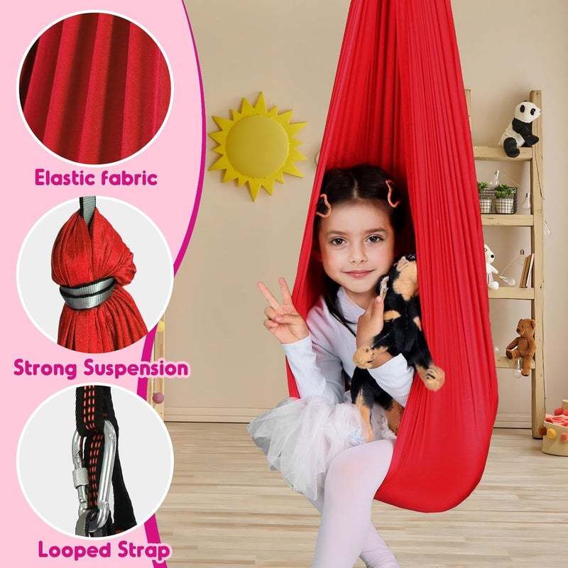 Chihee Sensory Swing Therapy Hammock Indoor Outdoor for Kids and Adults, Hardware Included, Soft Breathable Nylon Cuddle Joy Hammock for Autism, ADHD, Aspergers, Sensory Integration - Image 3