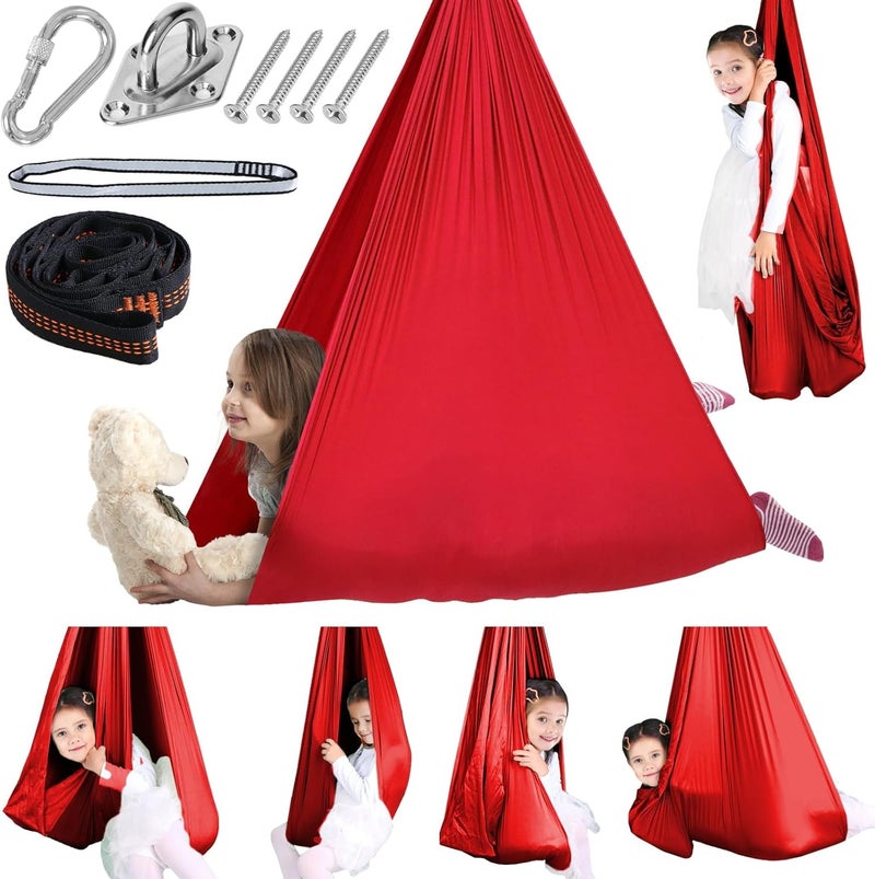 Chihee Sensory Swing Therapy Hammock Indoor Outdoor for Kids and Adults, Hardware Included, Soft Breathable Nylon Cuddle Joy Hammock for Autism, ADHD, Aspergers, Sensory Integration - Image 1