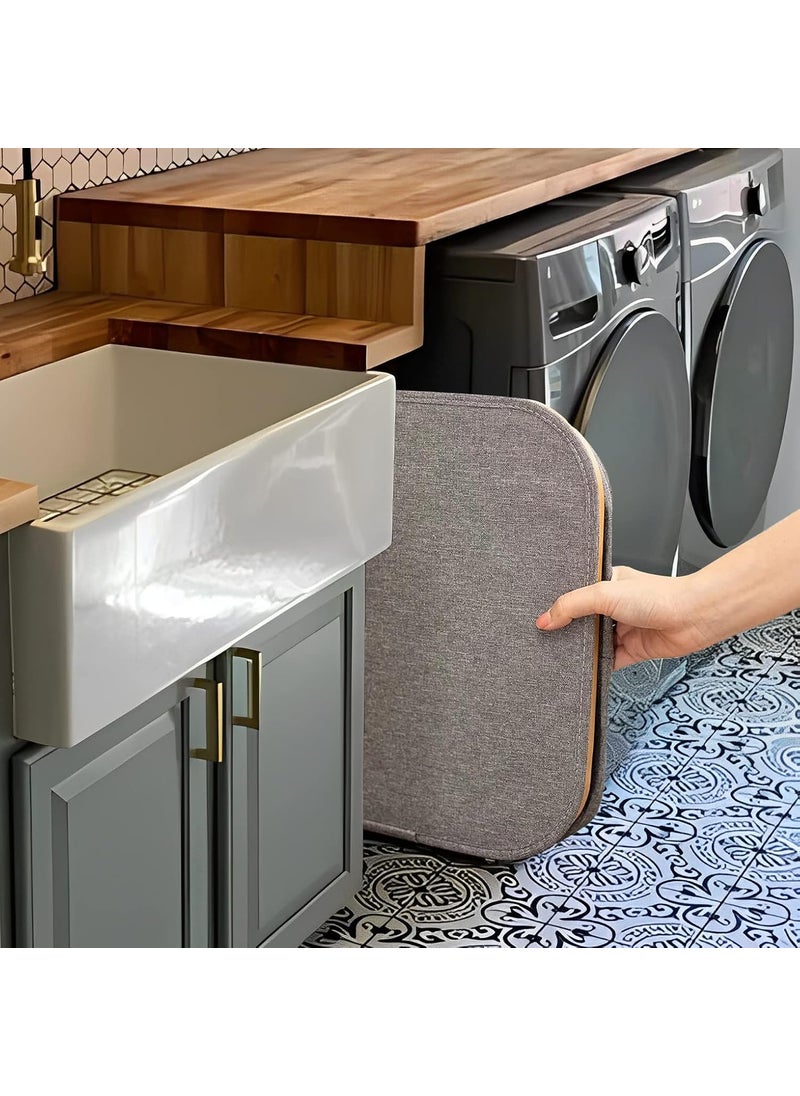Abja Novelties Abja Novelties Large Laundry Basket 75 Ltr with Bamboo Frame Lid Foldable Storage Baggrey  - Image 4