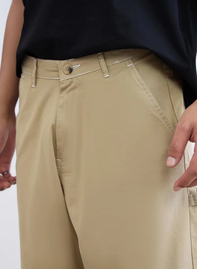 Styli  Men Heavyweight Woven Baggy Pants for Men | Best Price UAE