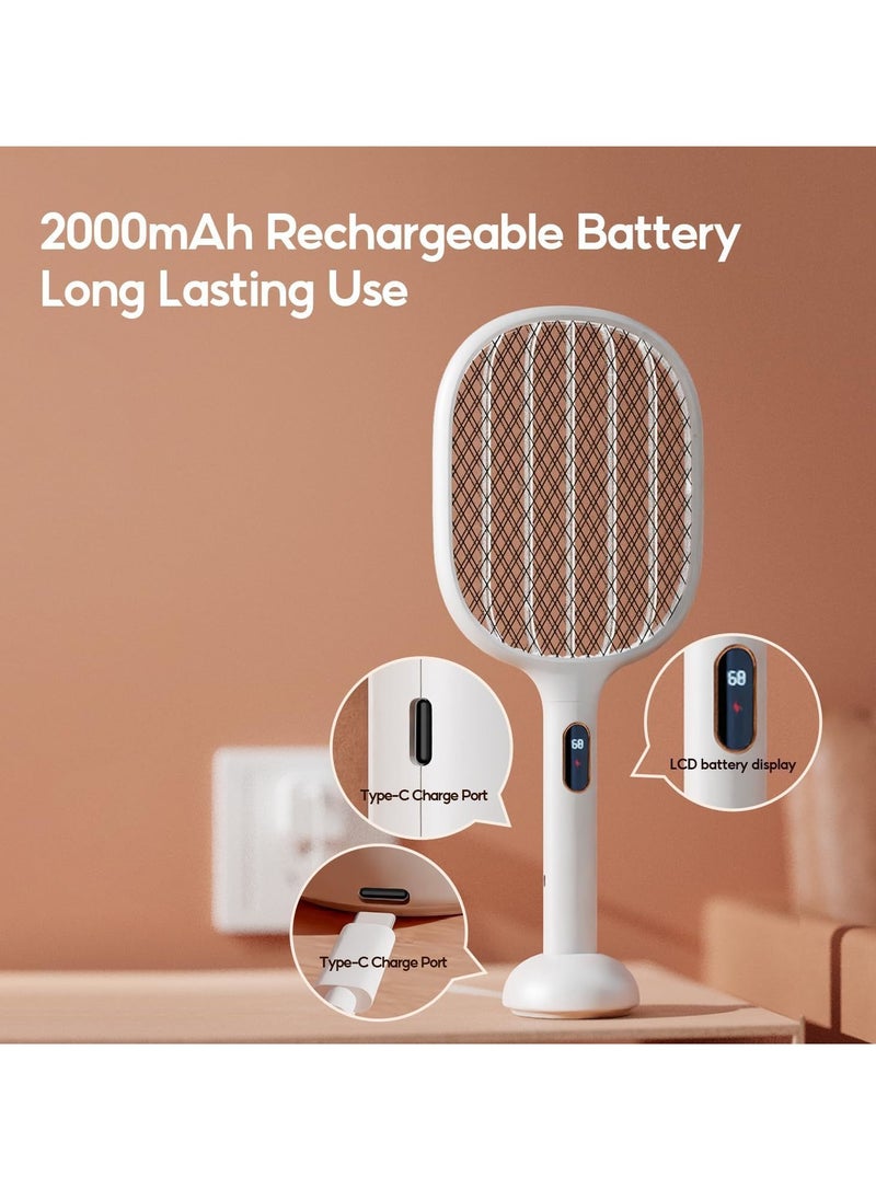 SYOSI - Electric Fly Swatter Racket Rechargeable Handheld Bug Zapper 4000V with 2 Stand Base, Large Surface Fly Killer with Power Display for Indoor Outdoor - Image 1