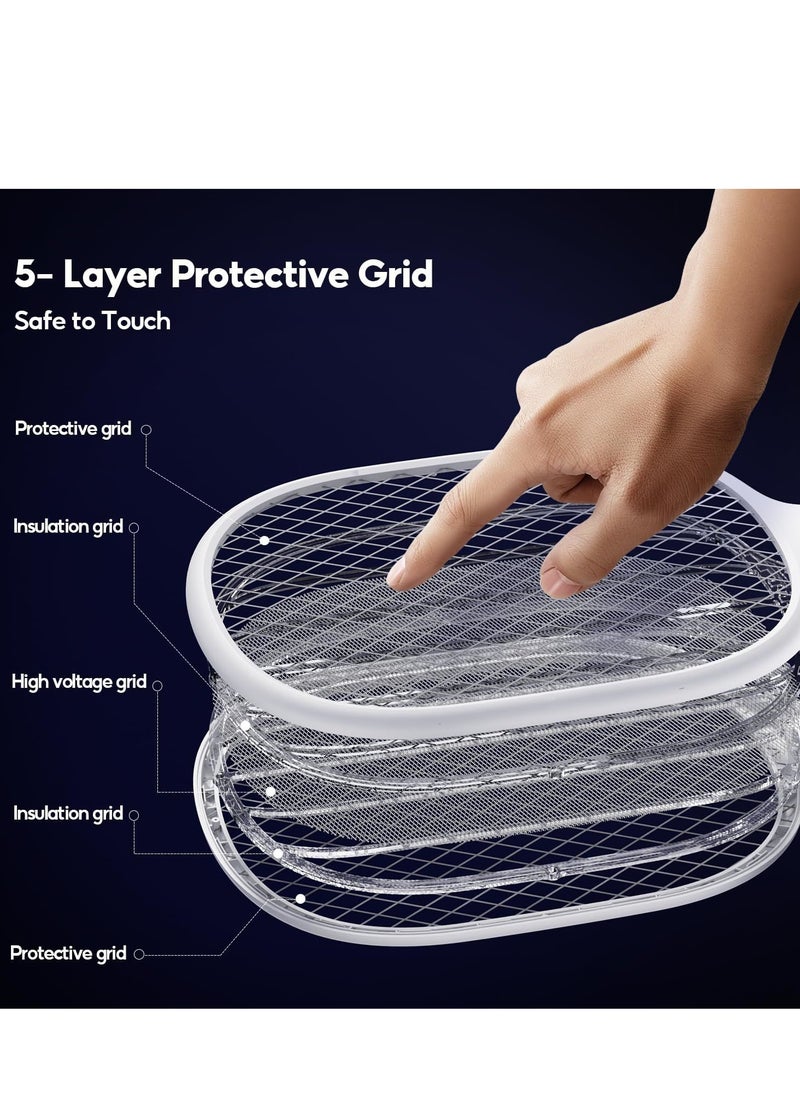 SYOSI - Electric Fly Swatter Racket Rechargeable Handheld Bug Zapper 4000V with 2 Stand Base, Large Surface Fly Killer with Power Display for Indoor Outdoor - Image 1