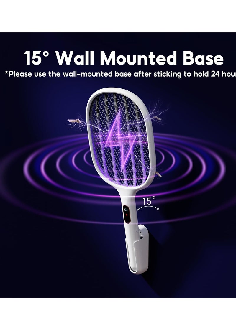 SYOSI - Electric Fly Swatter Racket Rechargeable Handheld Bug Zapper 4000V with 2 Stand Base, Large Surface Fly Killer with Power Display for Indoor Outdoor - Image 1