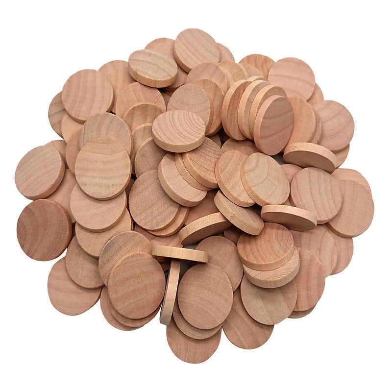 1 Inch Natural Wood Slices Unfinished Round Wood Coins for DIY Arts Crafts Projects 60 per Pack