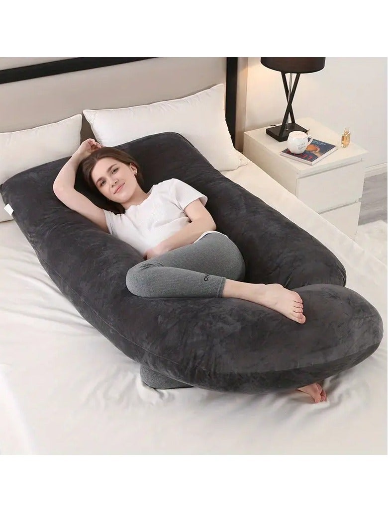 حامل وسادة الكريستال المخملية ياء حامل وسادة الرعاية ، ودعم البطن والساقين والخصر ، مع غطاء قابل للإزالة ، وسهلة التنظيف - رمادي - Image 3