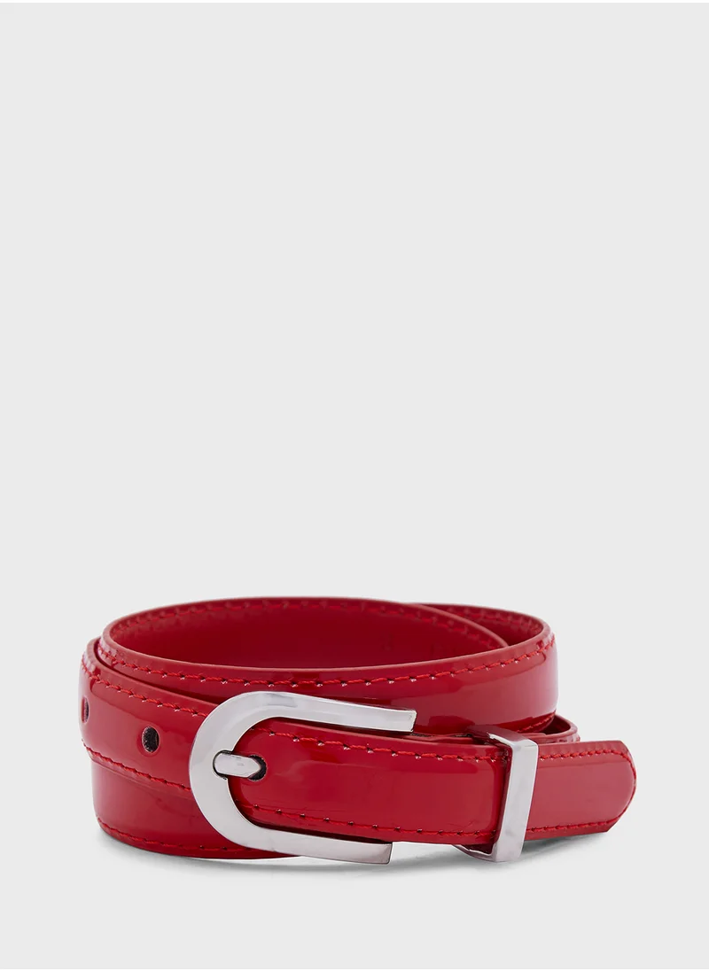 MANGO Buckle Metallic Belt