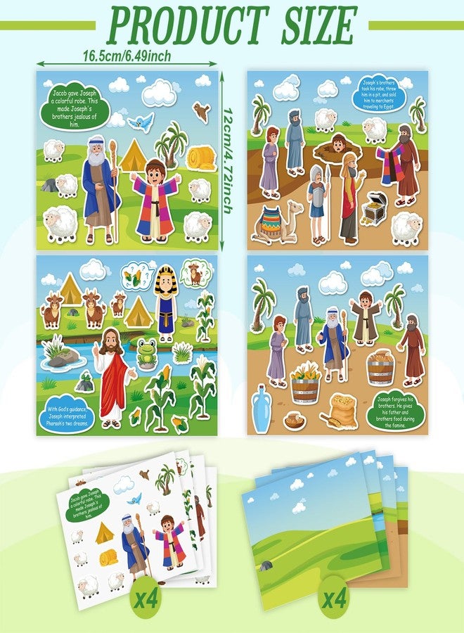 Marspark 12 Pcs Stories of Joseph Mini Mas Scene Stickers Set Religious Bible Crafts Kit DIY Scene Stickers Vacation Bible Craft for Christian Art DIY Project Supplies VBS Party Activities - Image 2