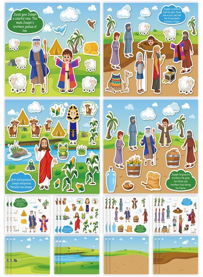 Marspark 12 Pcs Stories of Joseph Mini Mas Scene Stickers Set Religious Bible Crafts Kit DIY Scene Stickers Vacation Bible Craft for Christian Art DIY Project Supplies VBS Party Activities - Image 1