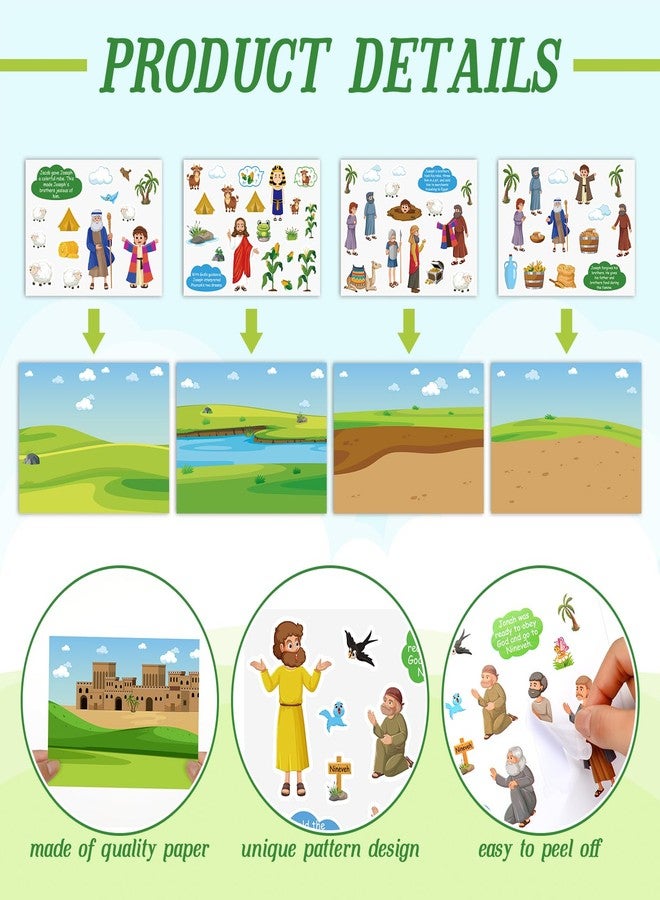 Marspark 12 Pcs Stories of Joseph Mini Mas Scene Stickers Set Religious Bible Crafts Kit DIY Scene Stickers Vacation Bible Craft for Christian Art DIY Project Supplies VBS Party Activities - Image 3