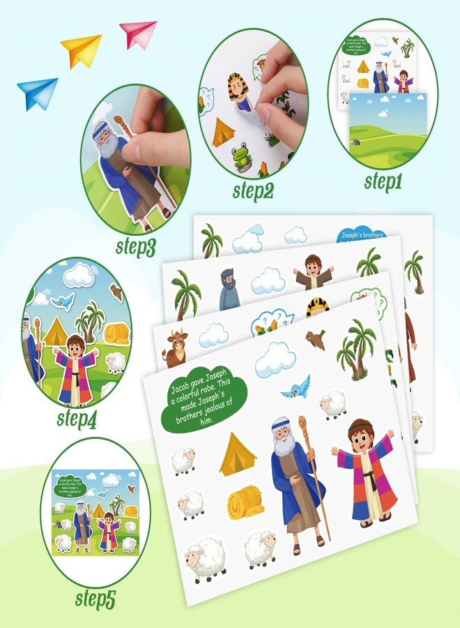 Marspark 12 Pcs Stories of Joseph Mini Mas Scene Stickers Set Religious Bible Crafts Kit DIY Scene Stickers Vacation Bible Craft for Christian Art DIY Project Supplies VBS Party Activities - Image 4