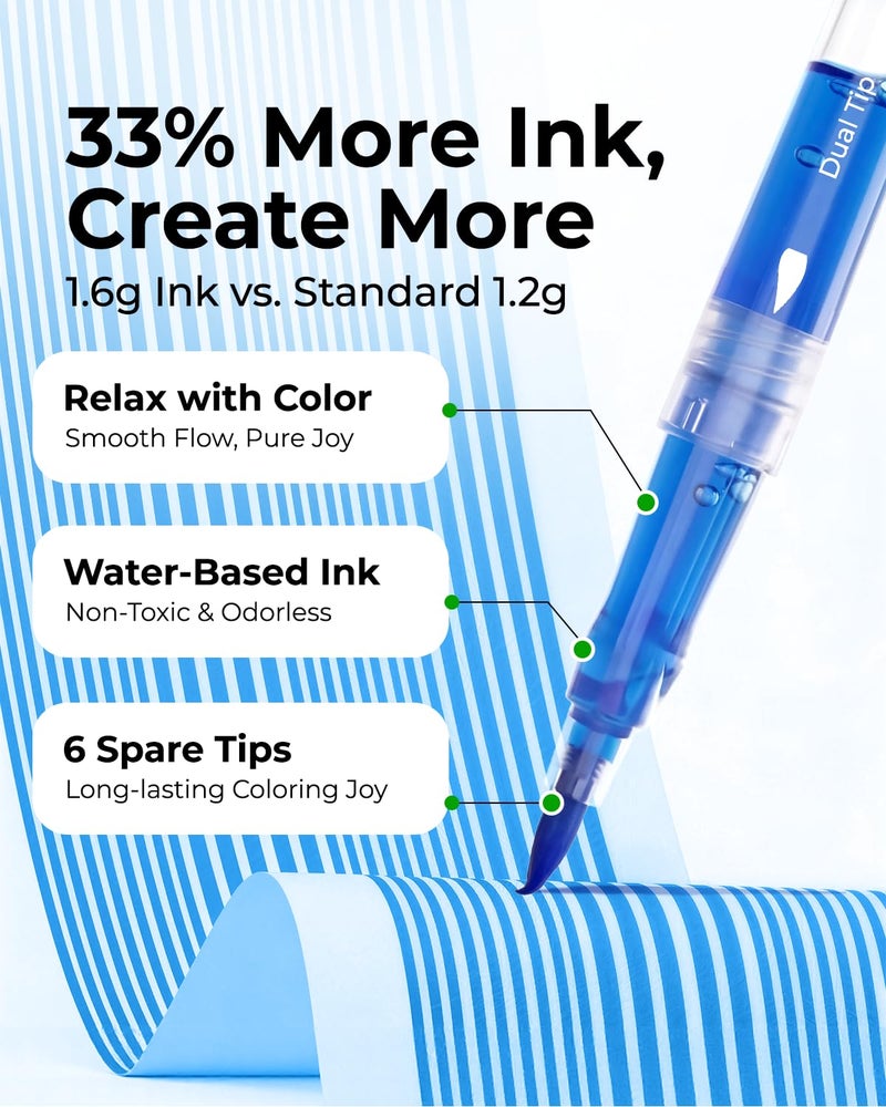 JusArt Markers for Adult Coloring Books No Bleeding, 80 Colors Coloring Markers with Dual Tips, Fine & Brush Pens with Ergonomic Triangle Grip & 33% More Ink, Water-Based Art Drawing Set for Adults - Image 5