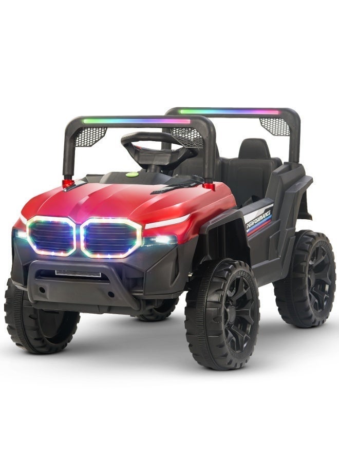 Baybee Fury Battery Operated Jeep for Kids Rechargeable Battery Car for Kids with Music Led Light Ride On Kids Car Jeep Racing Baby Big Car Electric Car for Kids Childrens Boy Girl Red - Image 1