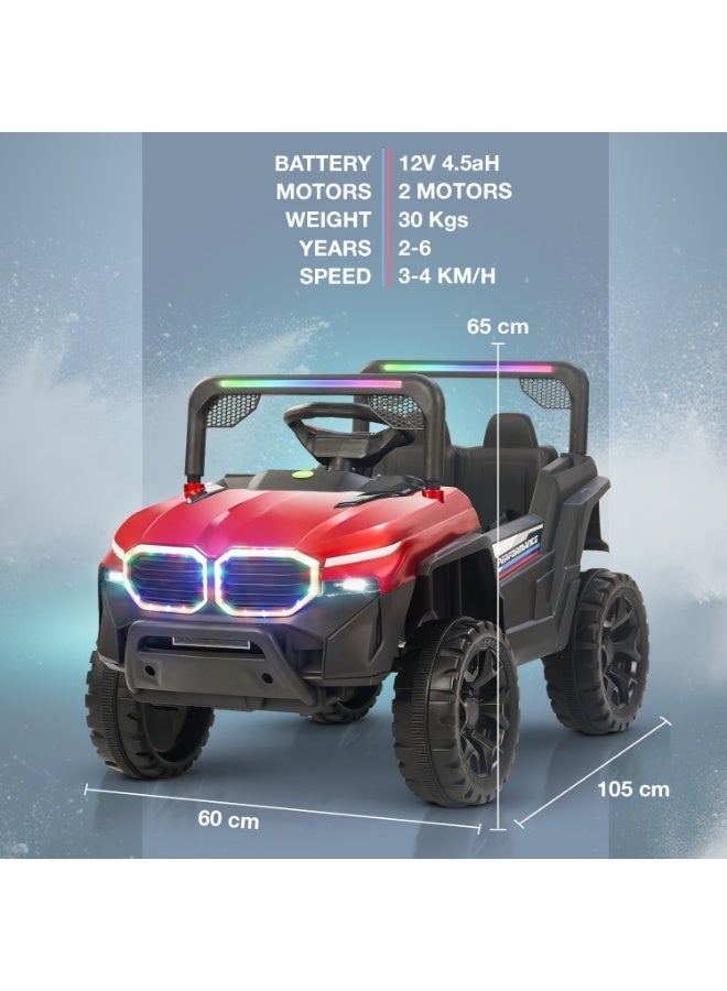 Baybee Fury Battery Operated Jeep for Kids Rechargeable Battery Car for Kids with Music Led Light Ride On Kids Car Jeep Racing Baby Big Car Electric Car for Kids Childrens Boy Girl Red - Image 2