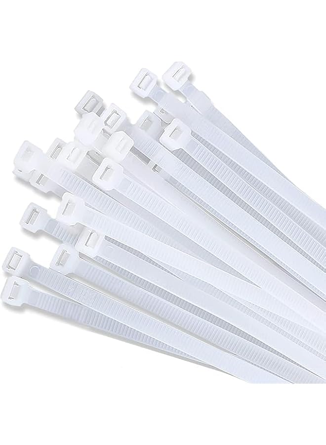 S-TOP White Cable Zip Ties, 16 Inch, Heavy Duty Plastic, 60 Pounds Tensile Strength, Thickened Three Teeth Design, 100 Pack - Image 1