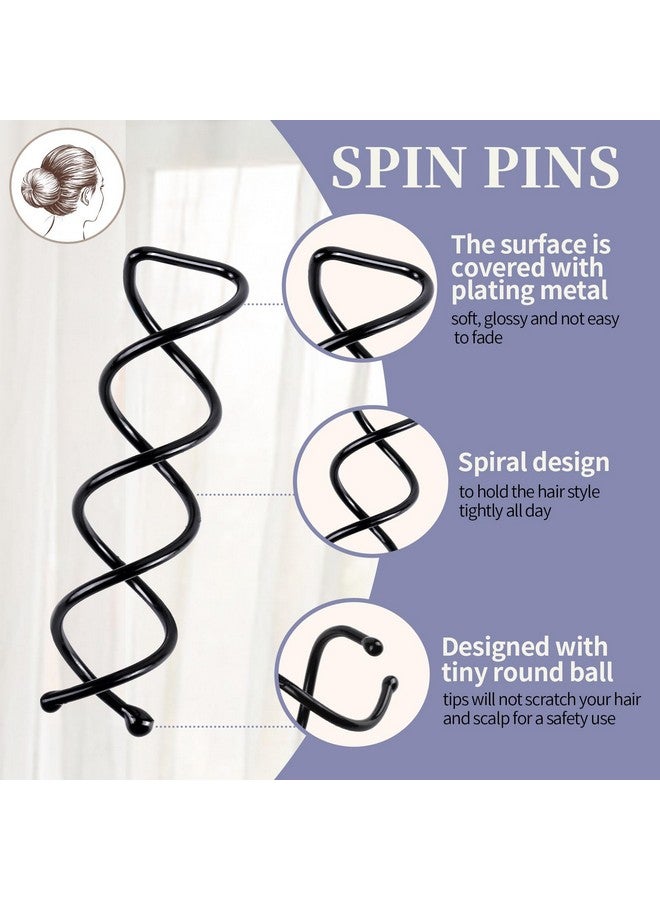 فندامي 50 قطعة من دبابيس الشعر الحلزونية من فاندامي، دبابيس دوارة بأطراف دائرية غير قابلة للخدش، دبابيس شعر لولبية ملتوية للنساء، دبابيس شعر حلزونية سوداء اللون - Image 3