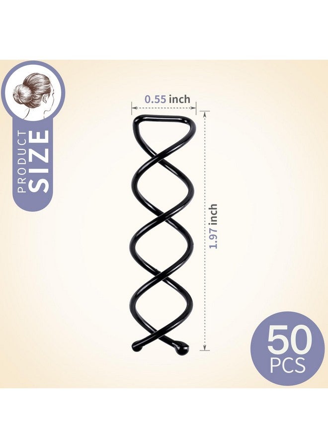 فندامي 50 قطعة من دبابيس الشعر الحلزونية من فاندامي، دبابيس دوارة بأطراف دائرية غير قابلة للخدش، دبابيس شعر لولبية ملتوية للنساء، دبابيس شعر حلزونية سوداء اللون - Image 2