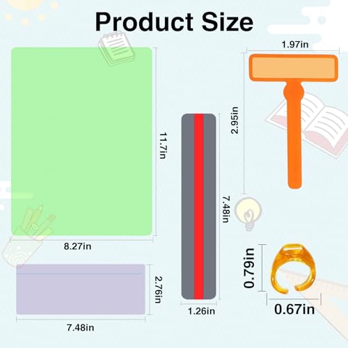DOSAKEIKO 20 Pcs Guided Reading Strips Set Dyslexia Tools for Kids with 4 Sizes Reading Tracker Children's Reading Guide Strips Teacher Educational Classroom Supplies (Colour Sets) - Image 2