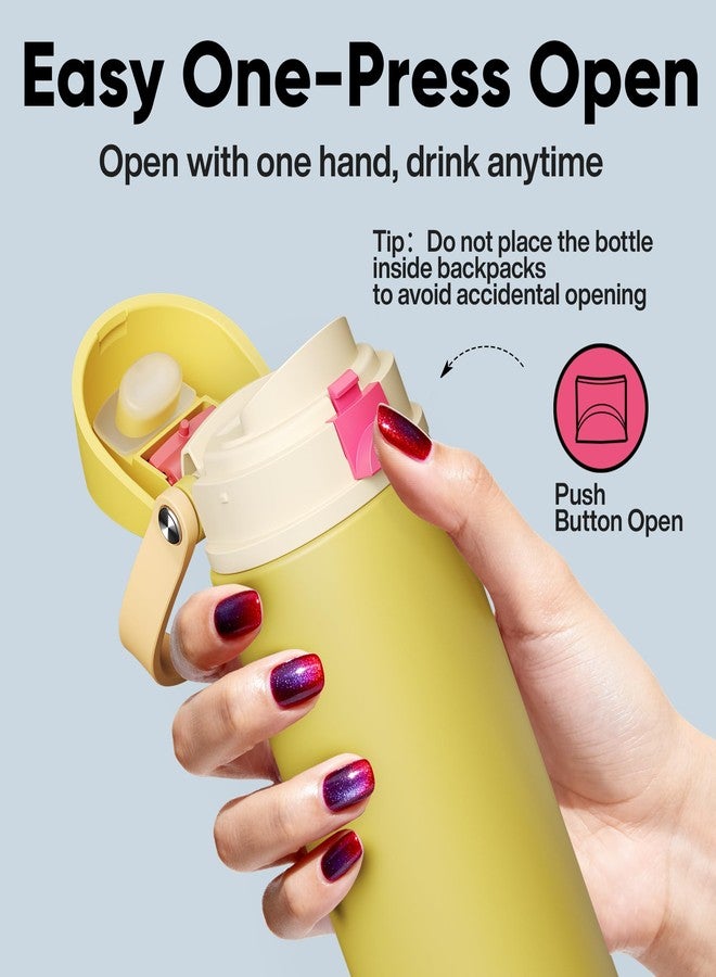 ENCOOL Insulated Water Bottle with Straw - Encool Stainless Steel Water Bottle with Push Button Lid, Leak-Proof & BPA-Free, Keeps Cold for 24 Hours for Sports, Travel, Gym (24 oz, Ginger) - Image 5