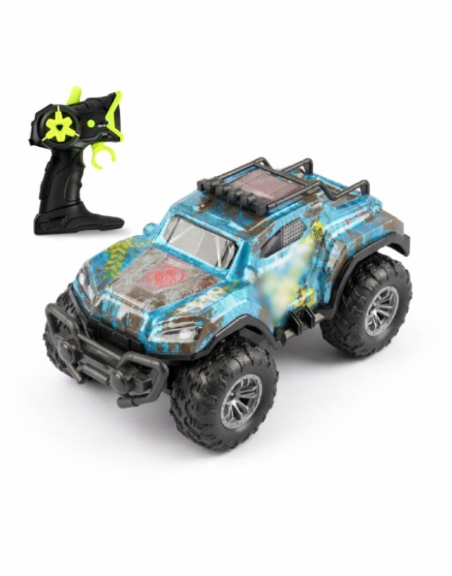 O2. Blue Five Channel Remote Control Off-Road Pickup Truck with Seven-Color LED Lights – 2.4GHz RC Monster Truck with 3.7V Rechargeable Lithium Battery and USB Charger for Kids - Image 1