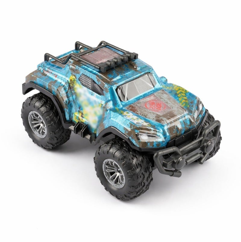 O2. Blue Five Channel Remote Control Off-Road Pickup Truck with Seven-Color LED Lights – 2.4GHz RC Monster Truck with 3.7V Rechargeable Lithium Battery and USB Charger for Kids - Image 2