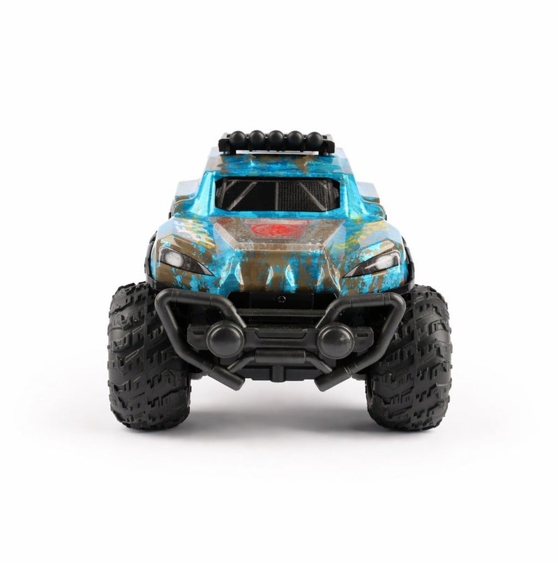 O2. Blue Five Channel Remote Control Off-Road Pickup Truck with Seven-Color LED Lights – 2.4GHz RC Monster Truck with 3.7V Rechargeable Lithium Battery and USB Charger for Kids - Image 4