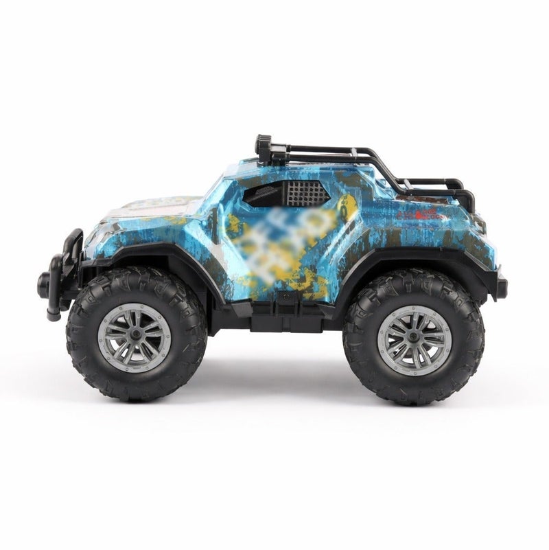 O2. Blue Five Channel Remote Control Off-Road Pickup Truck with Seven-Color LED Lights – 2.4GHz RC Monster Truck with 3.7V Rechargeable Lithium Battery and USB Charger for Kids - Image 3