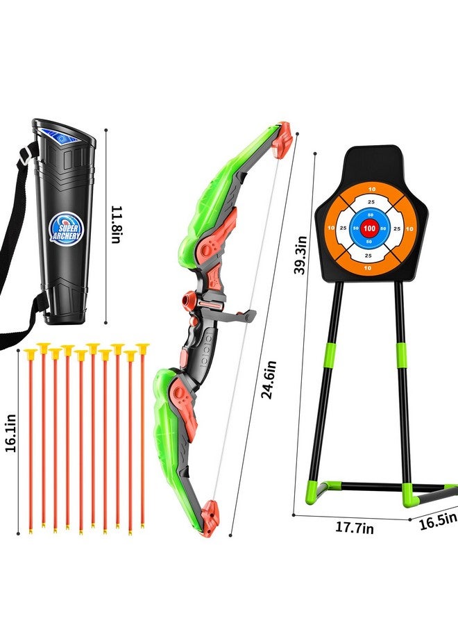 TEMI Bow and Arrow Set for Kids with LED Lights-Archery Set with 10 Suction Cup Arrows, Quivers & Standing Target, Outdoor Toys for Kids Boys & Girls Ages 3-12 Years Old - Image 2