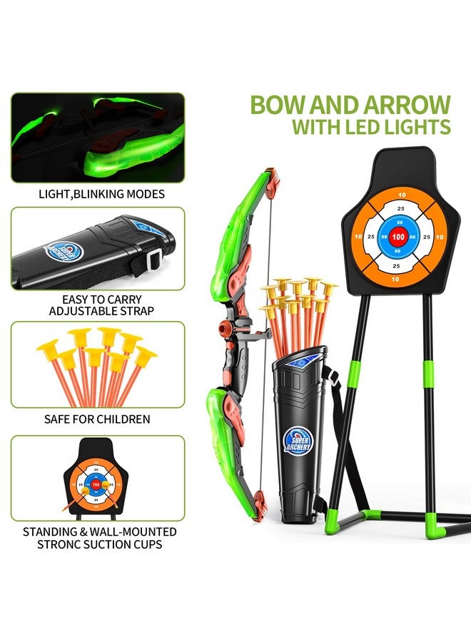 TEMI Bow and Arrow Set for Kids with LED Lights-Archery Set with 10 Suction Cup Arrows, Quivers & Standing Target, Outdoor Toys for Kids Boys & Girls Ages 3-12 Years Old - Image 3