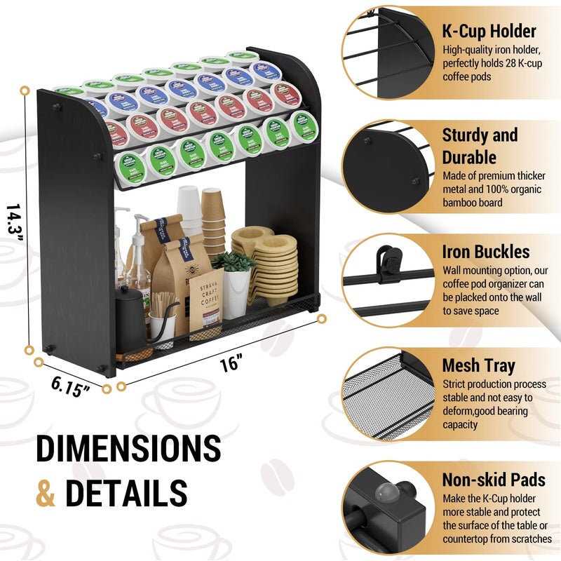 Lixple K Cup Pod Holder for Countertop â€“ Pod Organizer & Coffee Bar Accessory for Home or Office, Easy to Assemble (Black) - Image 4