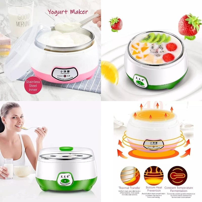 FEBLICH Yogurt Maker Machine With Stainless Steel Inner Container With Temperature Control Electric Yogurt Maker DIY Maker For Home Kitchen 1 Liter Automatic Yogurt Maker - Image 4