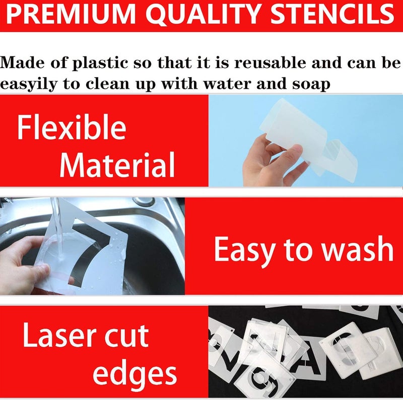YEAJON 3 Inch Letter Stencils and Numbers, 36 Pcs Alphabet Art Craft Stencils, Reusable Plastic Templates for Wood, Wall, Fabric, Rock, Signage, DIY Art Projects - Image 5