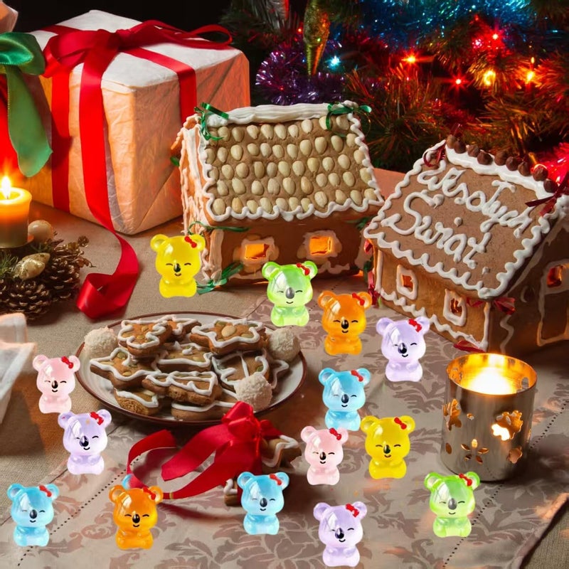 EVDERS 28Pcs Luminous Koala Mini Resin Animals Figures, Glow in The Dark Miniature Resin Animals Koala Figurines, DIY Miniature Figurines Landscape Decor for Dollhouse, Desk Decor - Image 4