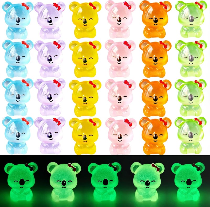 EVDERS 28Pcs Luminous Koala Mini Resin Animals Figures, Glow in The Dark Miniature Resin Animals Koala Figurines, DIY Miniature Figurines Landscape Decor for Dollhouse, Desk Decor - Image 1