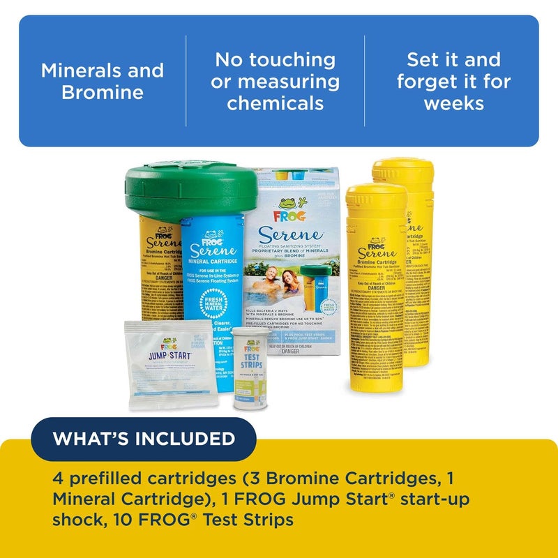 FROG Serene Floating System for Hot Tubs - Quick & Easy Prefilled Hot Tub Sanitizer - Hot Tub Maintenance System with Sanitizing Minerals & Bromine - 3 Month Bundle+ - Image 3