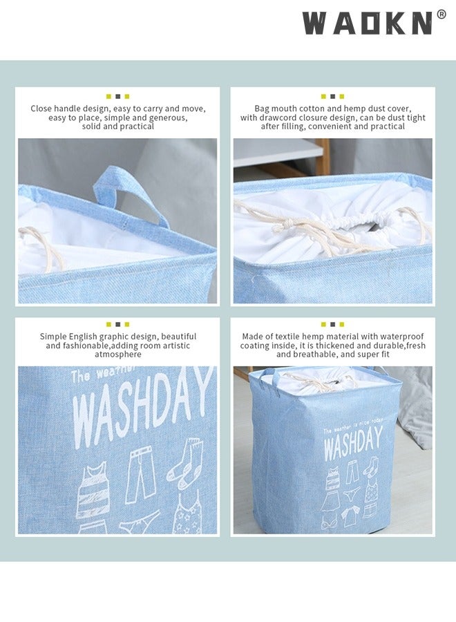 دبليو أيه أو كي أن سلة غسيل قابلة للطي سعة 75 لترا ، مقاومة للماء مع مقابض ، حقيبة تخزين ملابس لحاف ذات سعة كبيرة ، سلة تخزين ملابس قذرة لغرفة النوم - Image 2