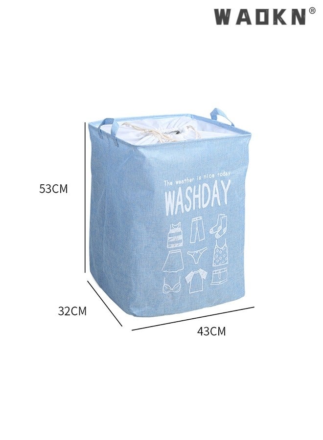 دبليو أيه أو كي أن سلة غسيل قابلة للطي سعة 75 لترا ، مقاومة للماء مع مقابض ، حقيبة تخزين ملابس لحاف ذات سعة كبيرة ، سلة تخزين ملابس قذرة لغرفة النوم - Image 3