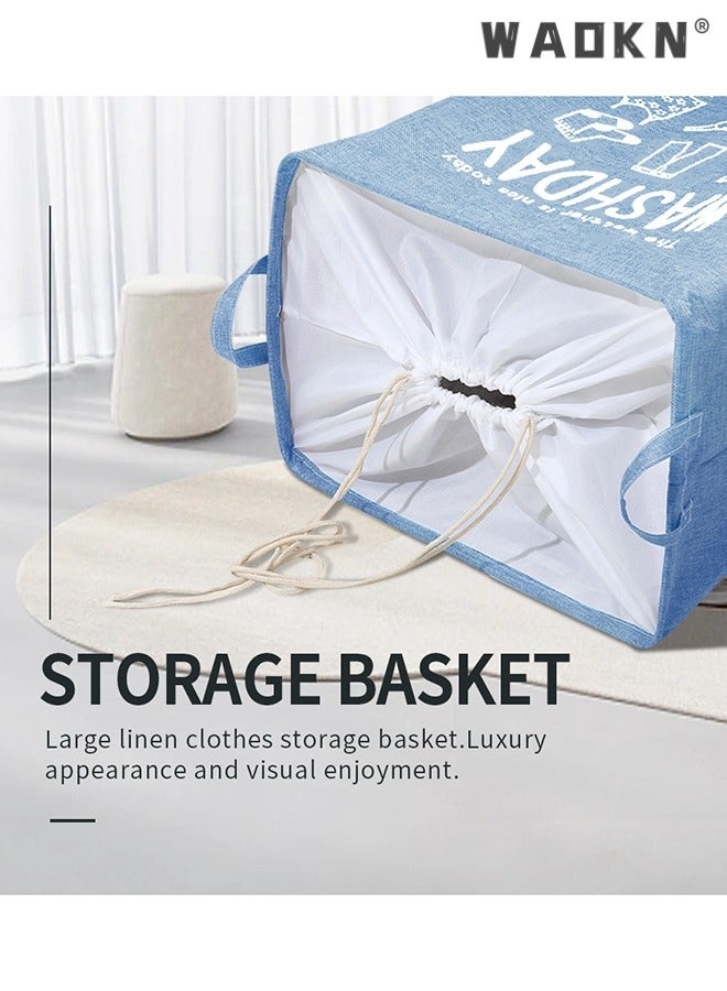 دبليو أيه أو كي أن سلة غسيل قابلة للطي سعة 75 لترا ، مقاومة للماء مع مقابض ، حقيبة تخزين ملابس لحاف ذات سعة كبيرة ، سلة تخزين ملابس قذرة لغرفة النوم - Image 5