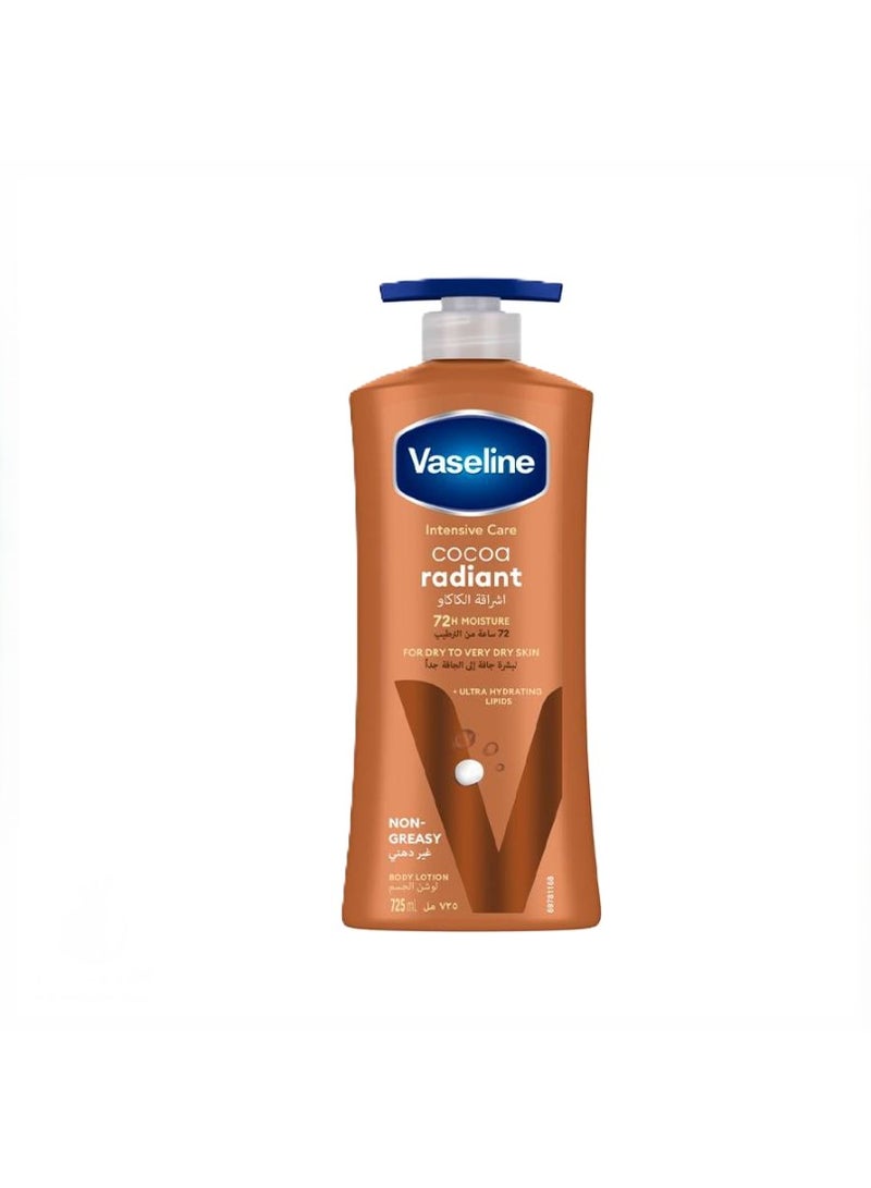 Vaseline Cocoa Radiant Body Lotion 72H Moisture for Very Dry Skin Non-Greasy Formula 725ml - Image 1