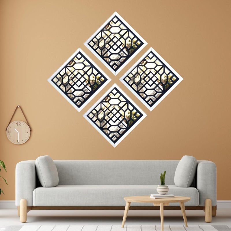 Laser Mania Laser Mania Mirror Frame Wall Decor 10Inch Decorative Mirror Frames Stylish Wall Art for Living Room Bedroom and Hallway Frames Set of 4  - Image 2