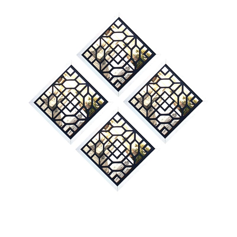 Laser Mania Laser Mania Mirror Frame Wall Decor 10Inch Decorative Mirror Frames Stylish Wall Art for Living Room Bedroom and Hallway Frames Set of 4  - Image 1